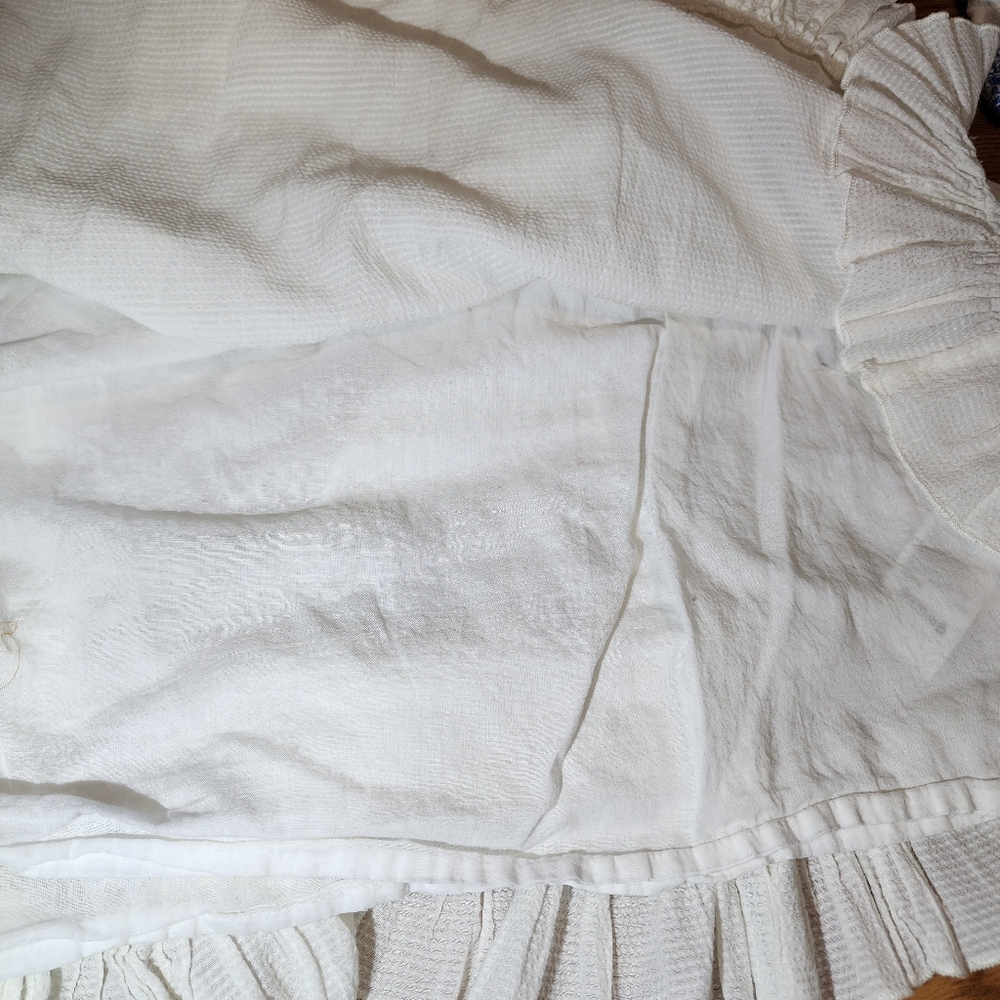 Free People Erin Embroidered Smocked Mini Dress Size Large White and Blue - Picture 9 of 16